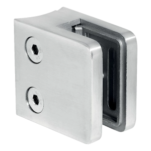 Stačiakampis stiklo laikiklis 45x45x26 mm. stiklas 6-10,76 mm, AISI 304, sistema 42,4 mm, apdaila blizgi