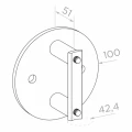Šoninis stulpo fi 42,4 mm tvirtinimas prie vamzdžio fi 100 mm AISI 304 satinas 000-299 (2)