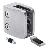 Stiklo laikiklis 8-12.76 mm 52x52x32 mm atrama ir pin AISI 304 plokščia sistema satinas