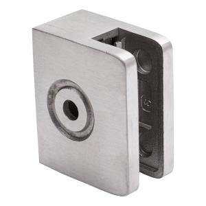 Kraštinis stiklo laikiklis 60x50x28 mm stiklui 8-10 mm, AISI 304 satinas plokščia sistema