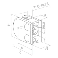 Stiklo laikiklis 50x40x26 mm su kaiščiu, stiklas 6-10,76 mm, AISI 304, sistema 42,4, blizgesys 000-264 (3)