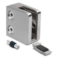 Stiklo laikiklis 6-10,76 mm 45x45x26 mm atrama ir pin AISI 304 plokščia sistema blizgus