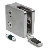 Stiklo laikiklis 6-10,76 mm 45x45x26 mm atrama ir pin AISI 304 sistema 42,4 mm blizgesys