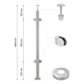 Kampinis turėklų stulpas stiklui ø42,4x1060/1102,4mm 4 laikikliai šlifuotas 000-559 (2)