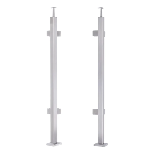 Kampinis turėklų stulpas 40x40x1060/1100mm 4 stiklo laikikliai AISI 304