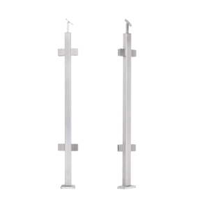 Vidurinis turėklų stulpelis 40x40x1060/1100mm 4 stiklo laikikliai AISI 304
