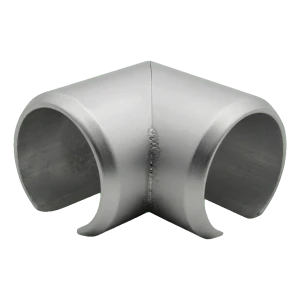 Kozza – 90° alkūnė apvaliam aliuminio turėklo profiliui fi 40 mm, matinė anodavimo danga