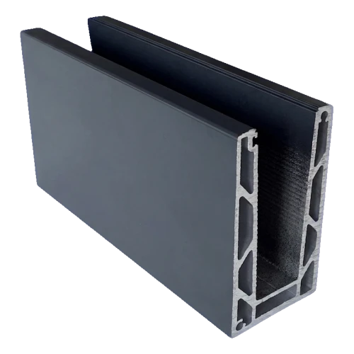 Kozza KE 100 – U profilis visai stiklo balustradai 5000 mm tamsiai pilkas 000-862 (1)