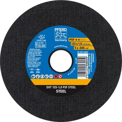 PFERD EHT 125-1,0 PSF Steel – pjovimo diskas plienui 125 x 1,0 mm 000-946 (1)