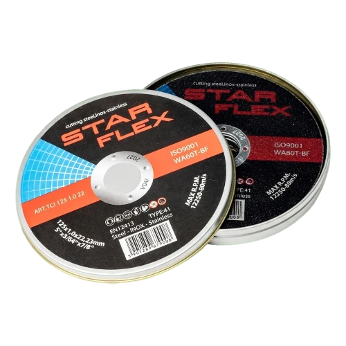 Starflex – plieno ir nerūdijančio plieno pjovimo diskų komplektas 125×1,0 mm (10 vnt.) 000-950 (1)