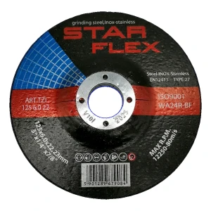 StarFlex šlifavimo (nužievimo) diskas T27 125×6,0 mm plienas ir INOX