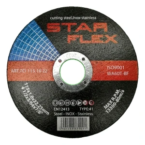 Starflex pjovimo diskas plieno ir INOX 115×1,0 mm WA60T-BF tipas 41