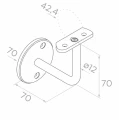 Sieninis turėklų laikiklis balkonų turėklams fi 42,4 mm – nerūdijančio plieno AISI 304 satinas 001-014 (2)