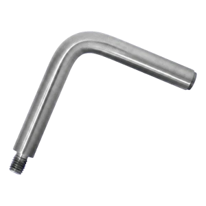 Turėklų atramos strypas 90° skersmuo 12 mm 75×75 mm – nerūdijantis plienas AISI 304 satinas