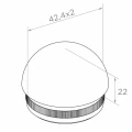 Kozza elipsinė įkalama užbaigimo detalė balustrados vamzdžiui 42,4 mm – plienas AISI 304 satinas 001-095 (2)