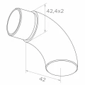Uždaras turėklų alkūnė vamzdžiui 42,4 mm – nerūdijančio plieno AISI 304 satinas 001-102 (2)