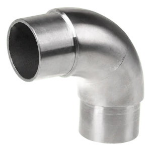 Švelnus klijuojamas 90° alkūnės nerūdijančio plieno turėklams – sistema 42,4 mm, satinas